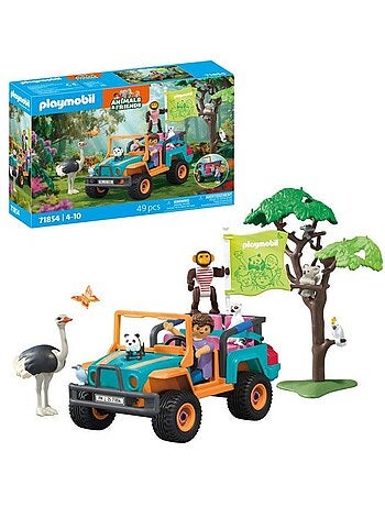 Playmobil 71854 promenade en tout-terrain, animals & friends, 49 pièces, dès 4 ans