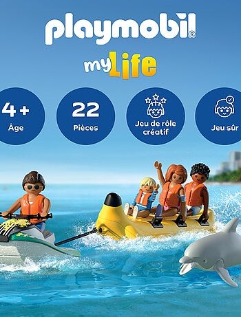 Playmobil 71905 - My Life - Scooter des mers et banane tractée - Jouet à partir de 4 ans