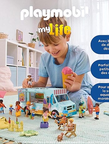 Playmobil 71906 - My Life - Famille jouant dans le sable à la plage - Jouet à partir de 4 Ans