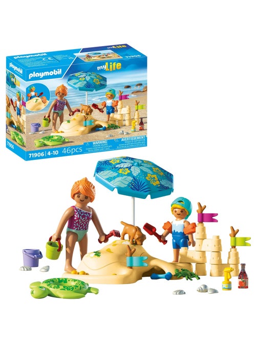 Playmobil 71906 - My Life - Famille jouant dans le sable à la plage - Jouet à partir de 4 Ans - Kiabi
