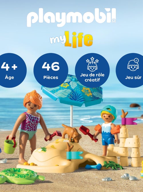 Playmobil 71906 - My Life - Famille jouant dans le sable à la plage - Jouet à partir de 4 Ans - Kiabi