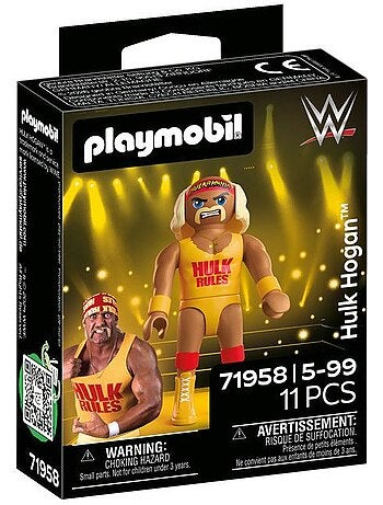 Playmobil 71958 wwe hulk hogan, légende du catch à collectionner, 11 pièces, kidultes, dès 14 ans