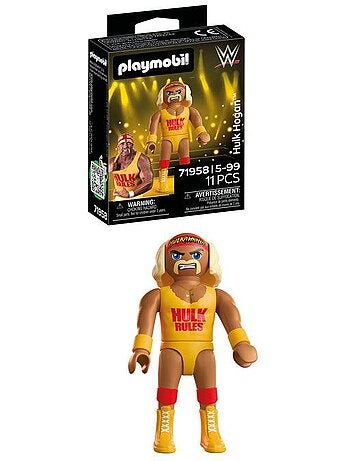 Playmobil 71958 wwe hulk hogan, légende du catch à collectionner, 11 pièces, kidultes, dès 14 ans