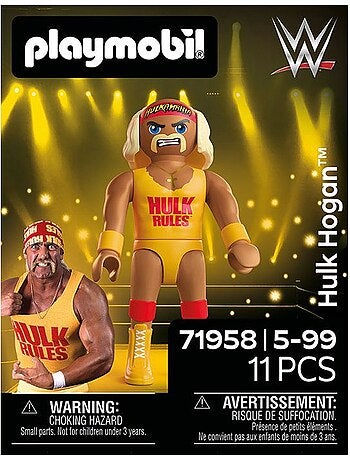 Playmobil 71958 wwe hulk hogan, légende du catch à collectionner, 11 pièces, kidultes, dès 14 ans