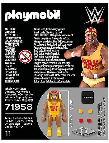 Playmobil 71958 wwe hulk hogan, légende du catch à collectionner, 11 pièces, kidultes, dès 14 ans