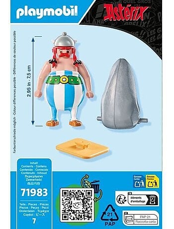 Playmobil 71983 obélix et son ménhir, astérix, personnages de la bd, dès 5 ans