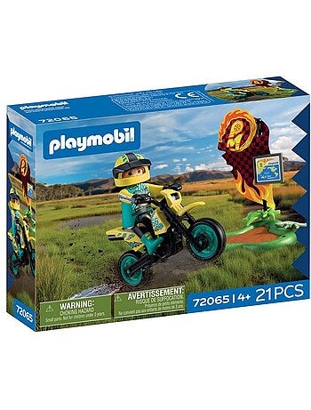Playmobil 72065 motocross, véhicule de course, 21 pièces, rider & accessoires, dès 4 ans