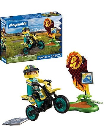 Playmobil 72065 motocross, véhicule de course, 21 pièces, rider & accessoires, dès 4 ans