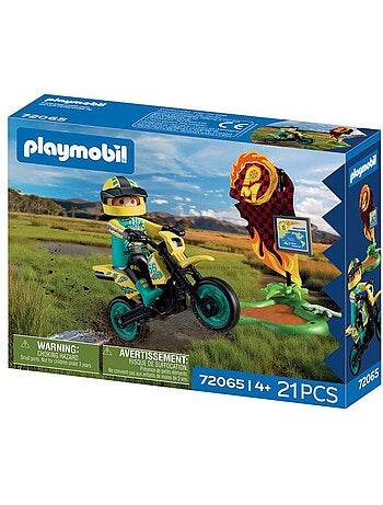 Playmobil 72065 motocross, véhicule de course, 21 pièces, rider & accessoires, dès 4 ans