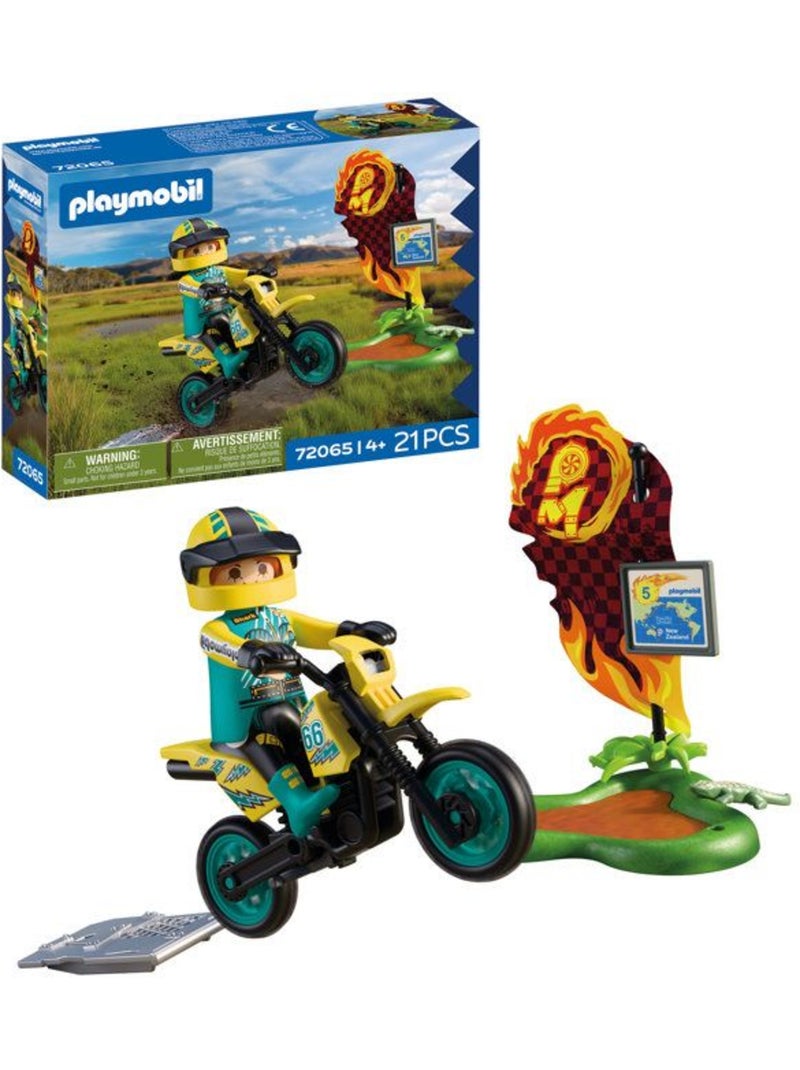 Playmobil 72065 motocross, véhicule de course, 21 pièces, rider & accessoires, dès 4 ans N/A - Kiabi