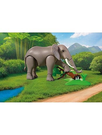 Playmobil 72068 eléphants et soigneur animalier, my life, le zoo, promo pack, 43 pièces, dès 4 ans