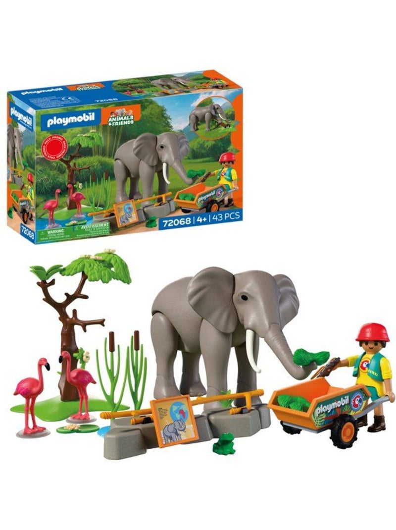 Playmobil 72068 eléphants et soigneur animalier, my life, le zoo, promo pack, 43 pièces, dès 4 ans N/A - Kiabi