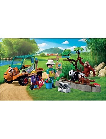 Playmobil 72072 zoo : gardien de zoo et véhicule, animals & friends, 62 pièces, dès 4 ans