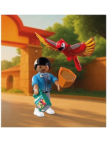 Playmobil 72074 zoo : mascotte perroquet coloré & enfant, univers miniature, 29 pièces, dès 4 ans
