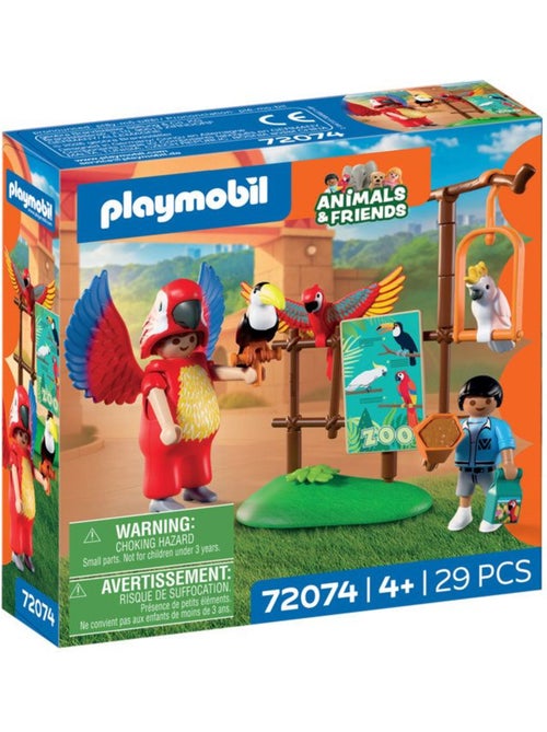 Playmobil 72074 zoo : mascotte perroquet coloré & enfant, univers miniature, 29 pièces, dès 4 ans - Kiabi