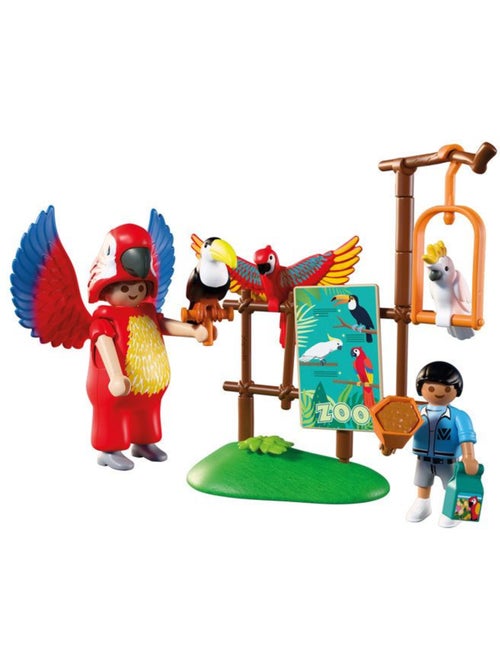 Playmobil 72074 zoo : mascotte perroquet coloré & enfant, univers miniature, 29 pièces, dès 4 ans - Kiabi