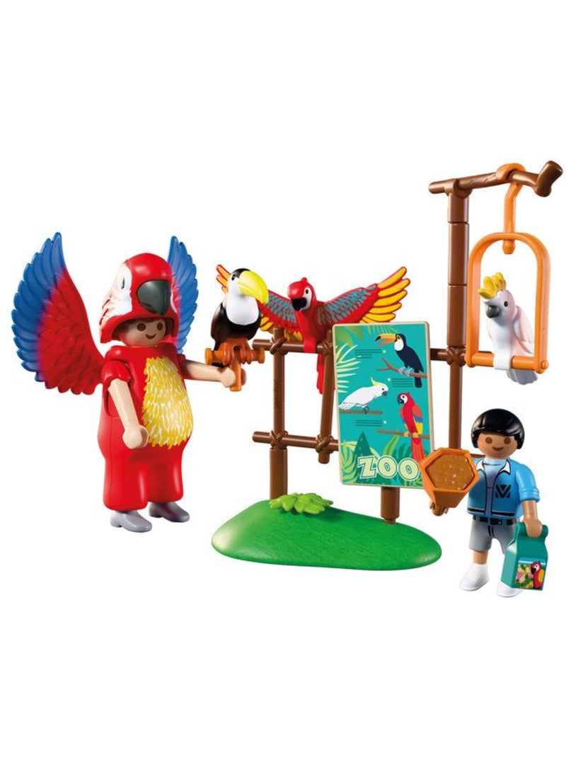 Playmobil 72074 zoo : mascotte perroquet coloré & enfant, univers miniature, 29 pièces, dès 4 ans N/A - Kiabi
