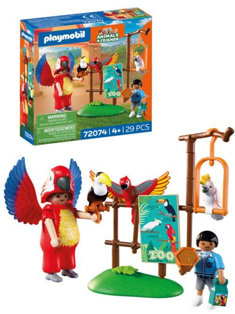 Playmobil 72074 zoo : mascotte perroquet coloré & enfant, univers miniature, 29 pièces, dès 4 ans N/A - Kiabi