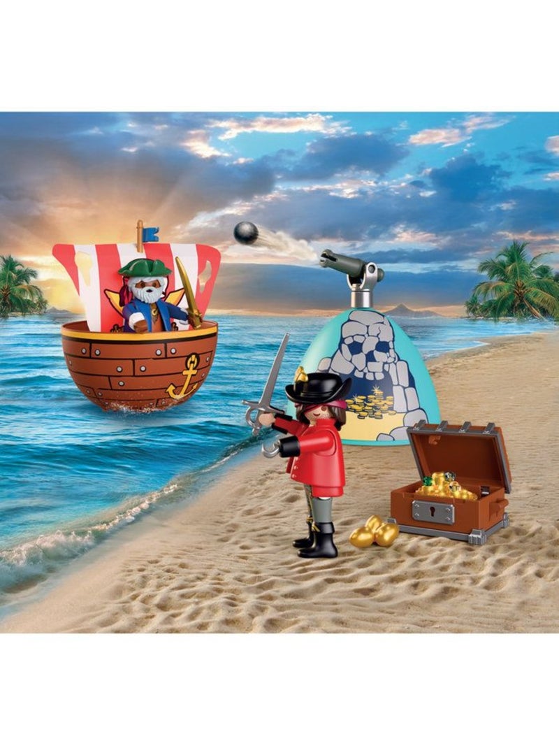 Playmobil 72100 œuf 2en1 : l'île aux pirates, les pirates, 34 pièces, cadeau à pâques, dès 4 ans N/A - Kiabi