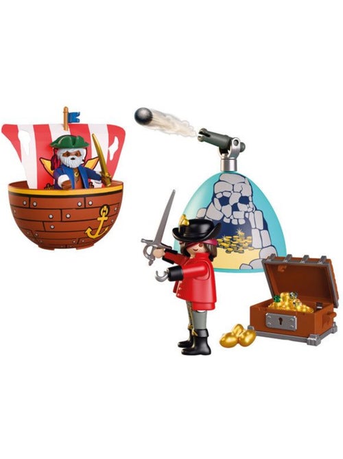 Playmobil 72100 œuf 2en1 : l'île aux pirates, les pirates, 34 pièces, cadeau à pâques, dès 4 ans - Kiabi