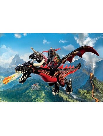 Playmobil 72114 dragon noir & chevalier, adventure les chevaliers, 18 pièces, dès 4 ans