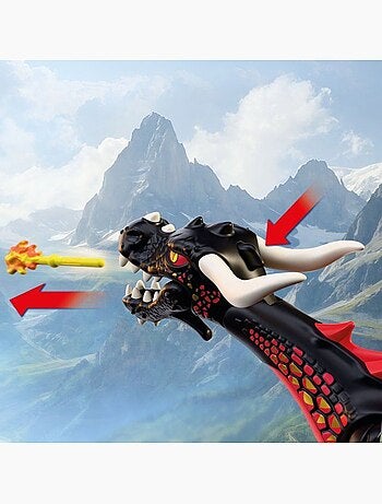 Playmobil 72114 dragon noir & chevalier, adventure les chevaliers, 18 pièces, dès 4 ans