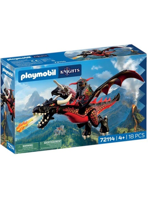 Playmobil 72114 dragon noir & chevalier, adventure les chevaliers, 18 pièces, dès 4 ans - Kiabi