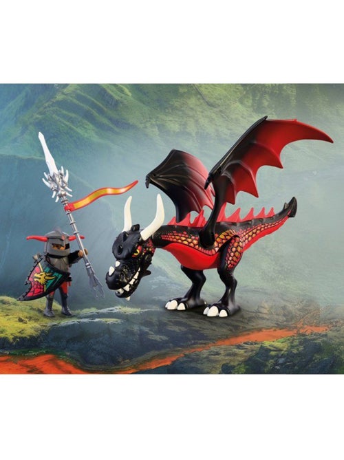 Playmobil 72114 dragon noir & chevalier, adventure les chevaliers, 18 pièces, dès 4 ans - Kiabi