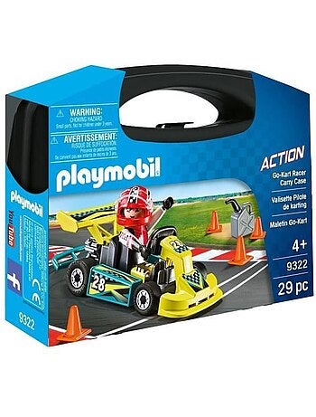 Playmobil 9322 valisette pilote de karting, city life, stuntshow, 29 pièces, dès 4 ans