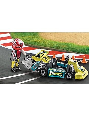 Playmobil 9322 valisette pilote de karting, city life, stuntshow, 29 pièces, dès 4 ans