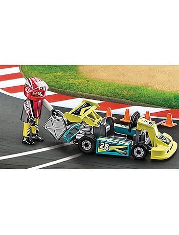 Playmobil 9322 valisette pilote de karting, city life, stuntshow, 29 pièces, dès 4 ans