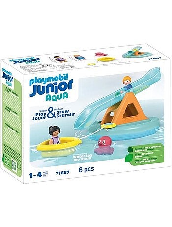 Playmobil junior 71687 ilôt avec toboggan aquatique, jouet pour le bain, dès 12 mois
