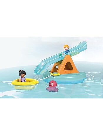 Playmobil junior 71687 ilôt avec toboggan aquatique, jouet pour le bain, dès 12 mois