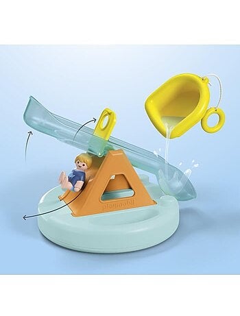 Playmobil junior 71687 ilôt avec toboggan aquatique, jouet pour le bain, dès 12 mois