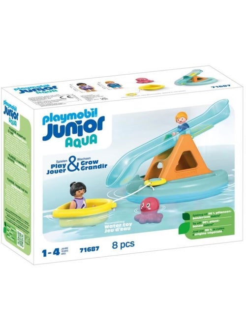 Playmobil junior 71687 ilôt avec toboggan aquatique, jouet pour le bain, dès 12 mois - Kiabi