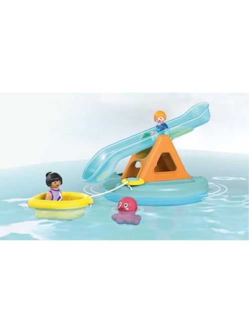 Playmobil junior 71687 ilôt avec toboggan aquatique, jouet pour le bain, dès 12 mois - Kiabi