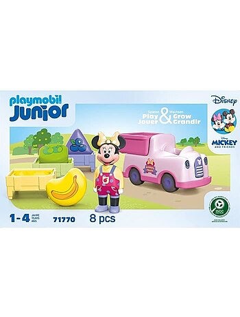 Playmobil junior 71770 minnie avec voiturette à fruits, disney, 8 pièces, dès 12 mois