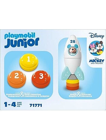 Playmobil junior 71771 mickey astronaute avec sa fusée, disney, 5 pièces, dès 12 mois