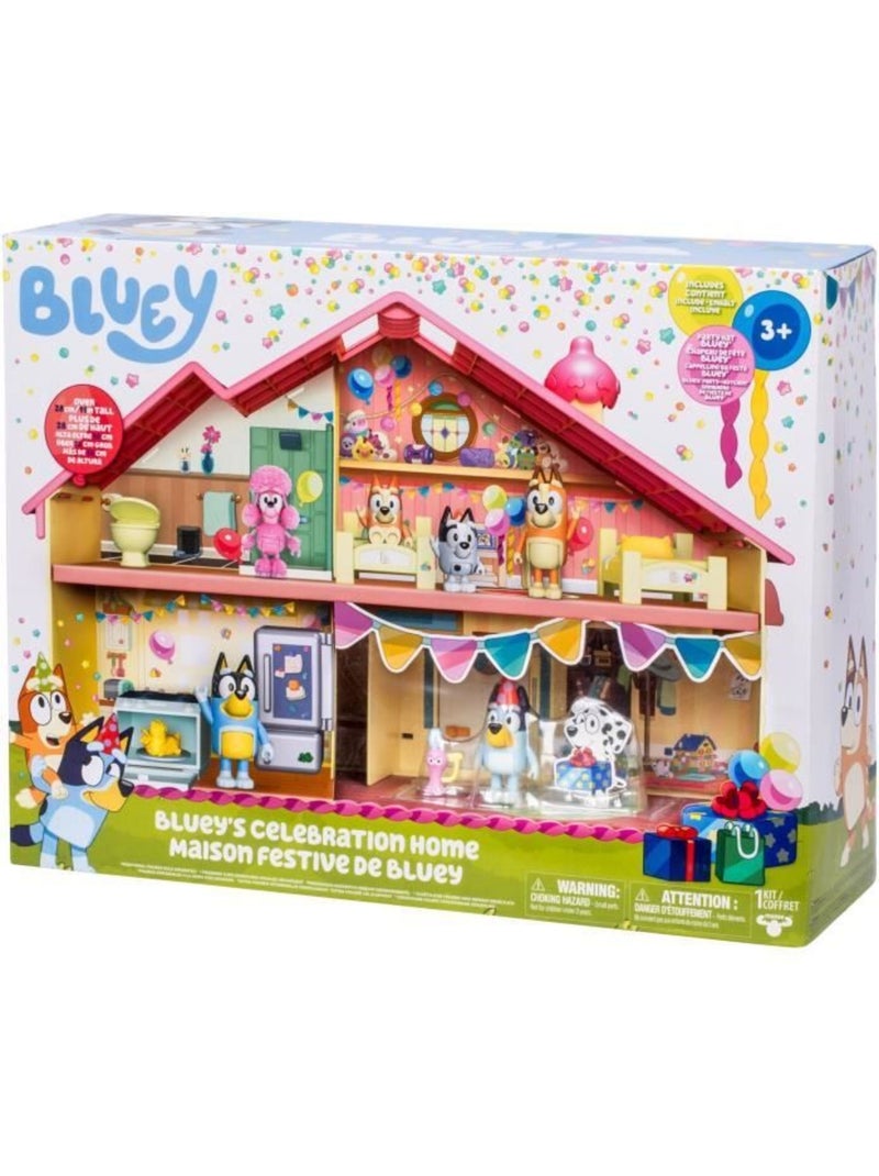 Playset maison anniversaire avec figurine + 13 accessoires - BLUEY Bleu - Kiabi