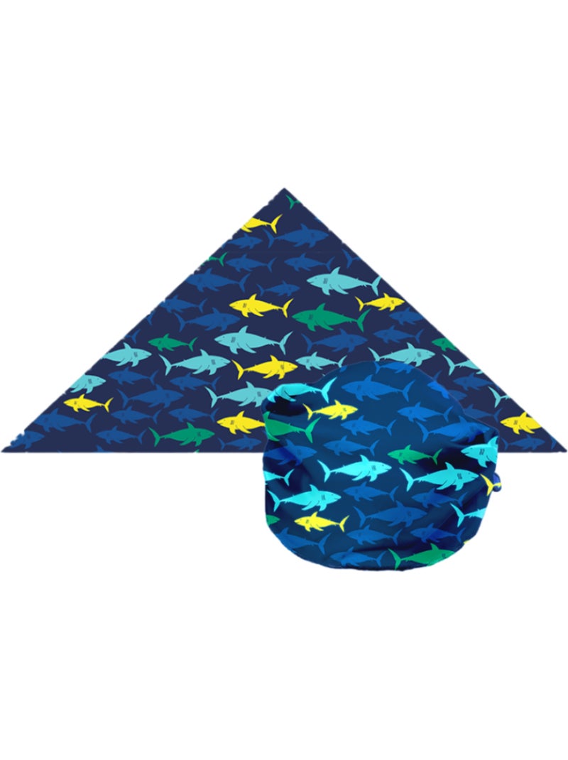 Plouf! Bandana de plage Anti-UV Bleu Jaune Bleu - Kiabi