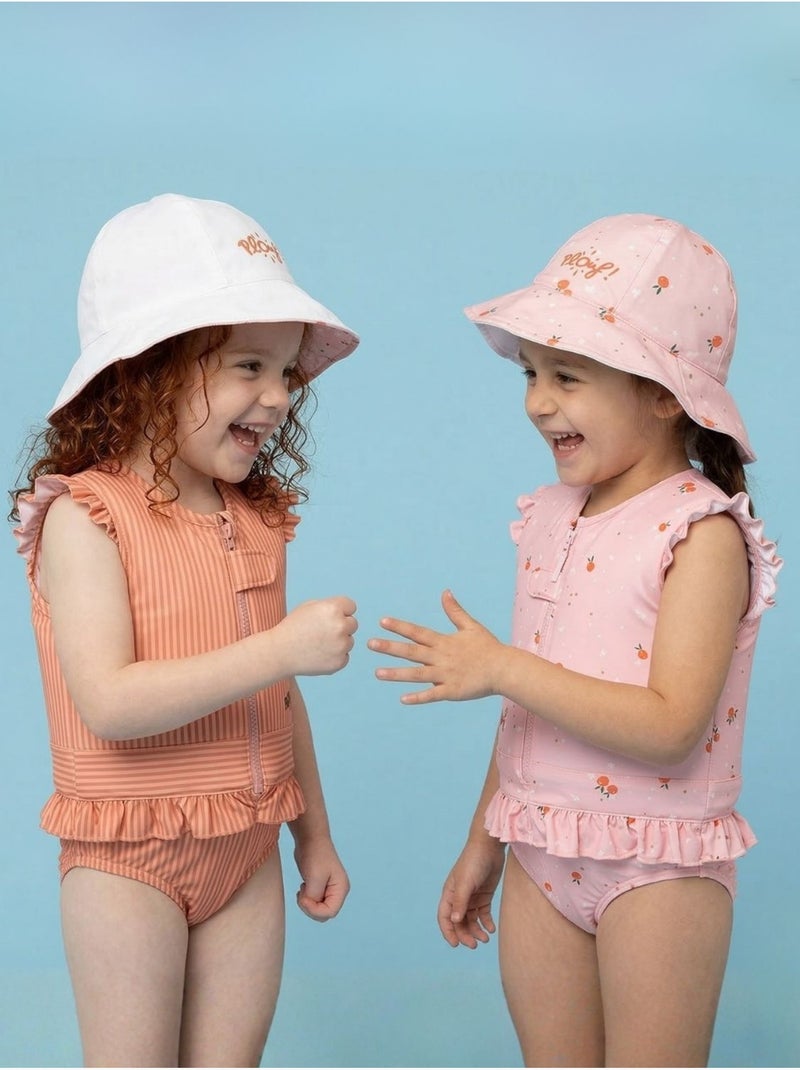 Plouf! Bob de plage Anti-UV réversible - Filles Blanc Orange - Kiabi