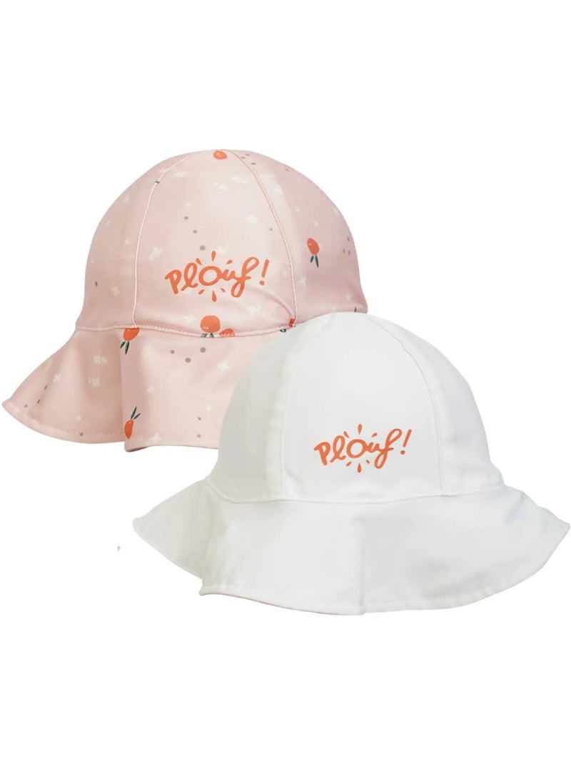 Plouf! Bob de plage Anti-UV réversible - Filles Blanc Orange - Kiabi