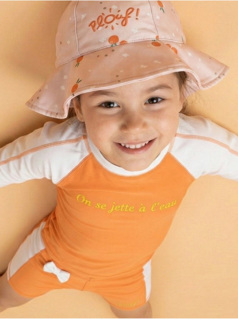 Plouf! Bob de plage Anti-UV réversible - Filles Orange clémentine - Kiabi