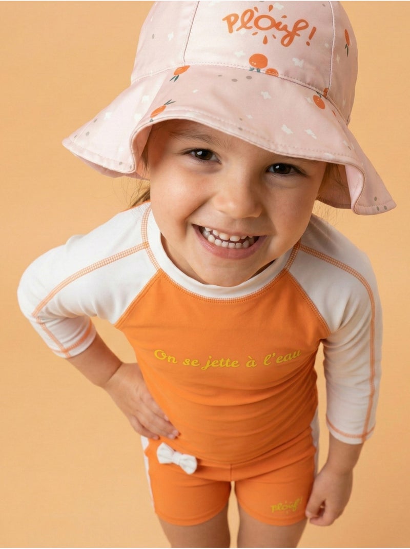 Plouf! Bob de plage Anti-UV réversible - Filles Orange clémentine - Kiabi