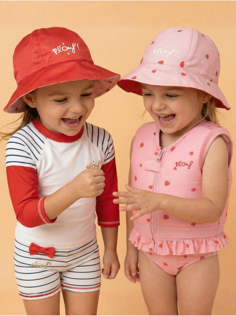 Plouf! Bob de plage Anti-UV réversible - Filles Rose rouge - Kiabi