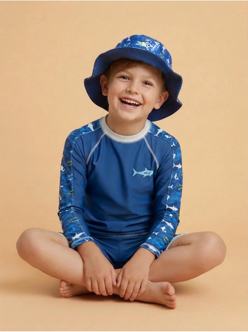 Plouf! Bob de plage Anti-UV réversible - Garçons Bleu Bleu marine - Kiabi