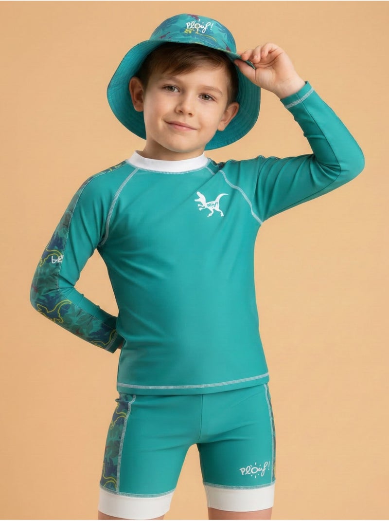 Plouf! Bob de plage Anti-UV réversible - Garçons Vert émeraude - Kiabi