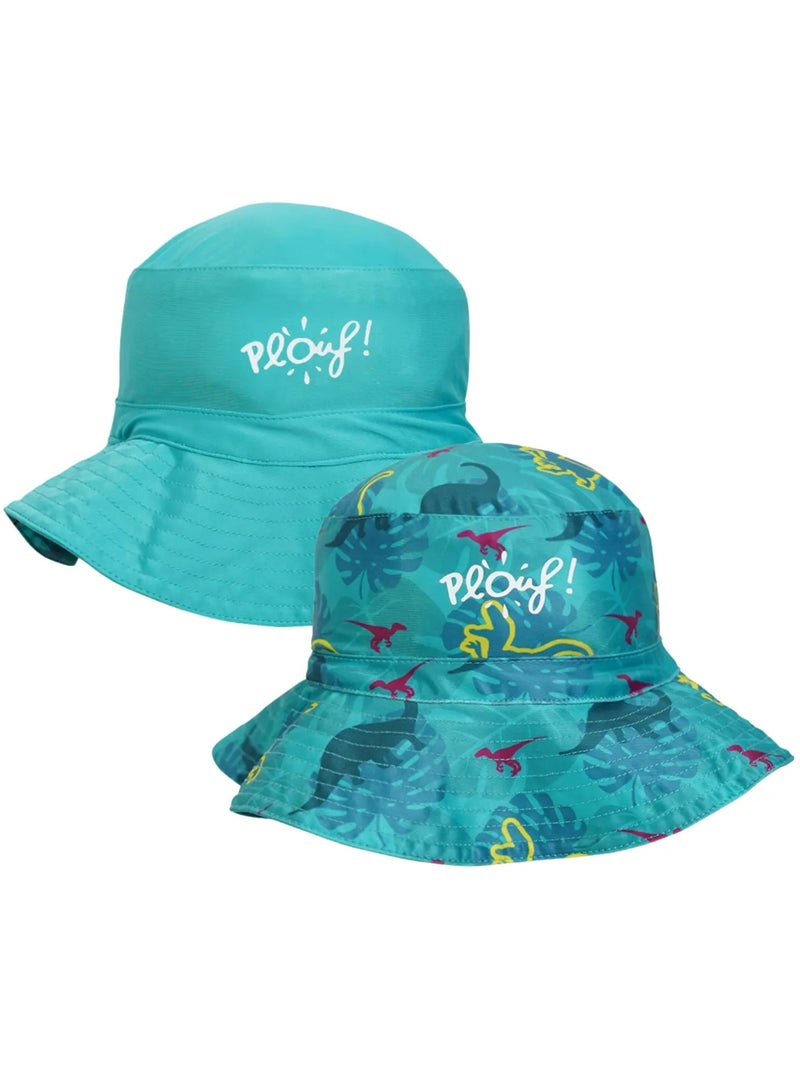 Plouf! Bob de plage Anti-UV réversible - Garçons Vert émeraude - Kiabi