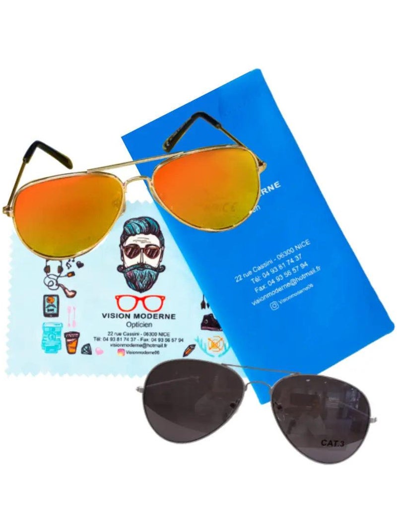Plouf! Lunettes de soleil pilote enfant Gris Doré - Kiabi