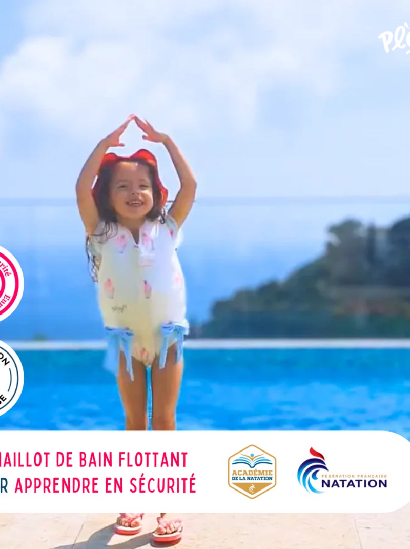 Plouf! Maillot de Bain Charlotte Enfant avec Flotteurs - Accessoire de Natation Fille Blanc - Kiabi
